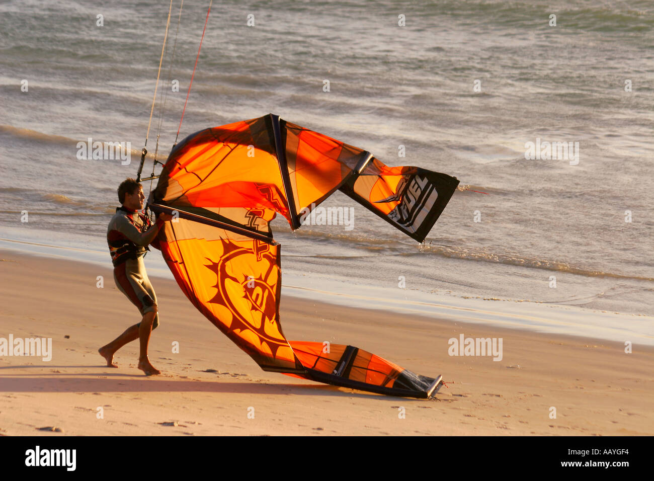south africa cape town bloubergstrand kitesurfer Stock Photo