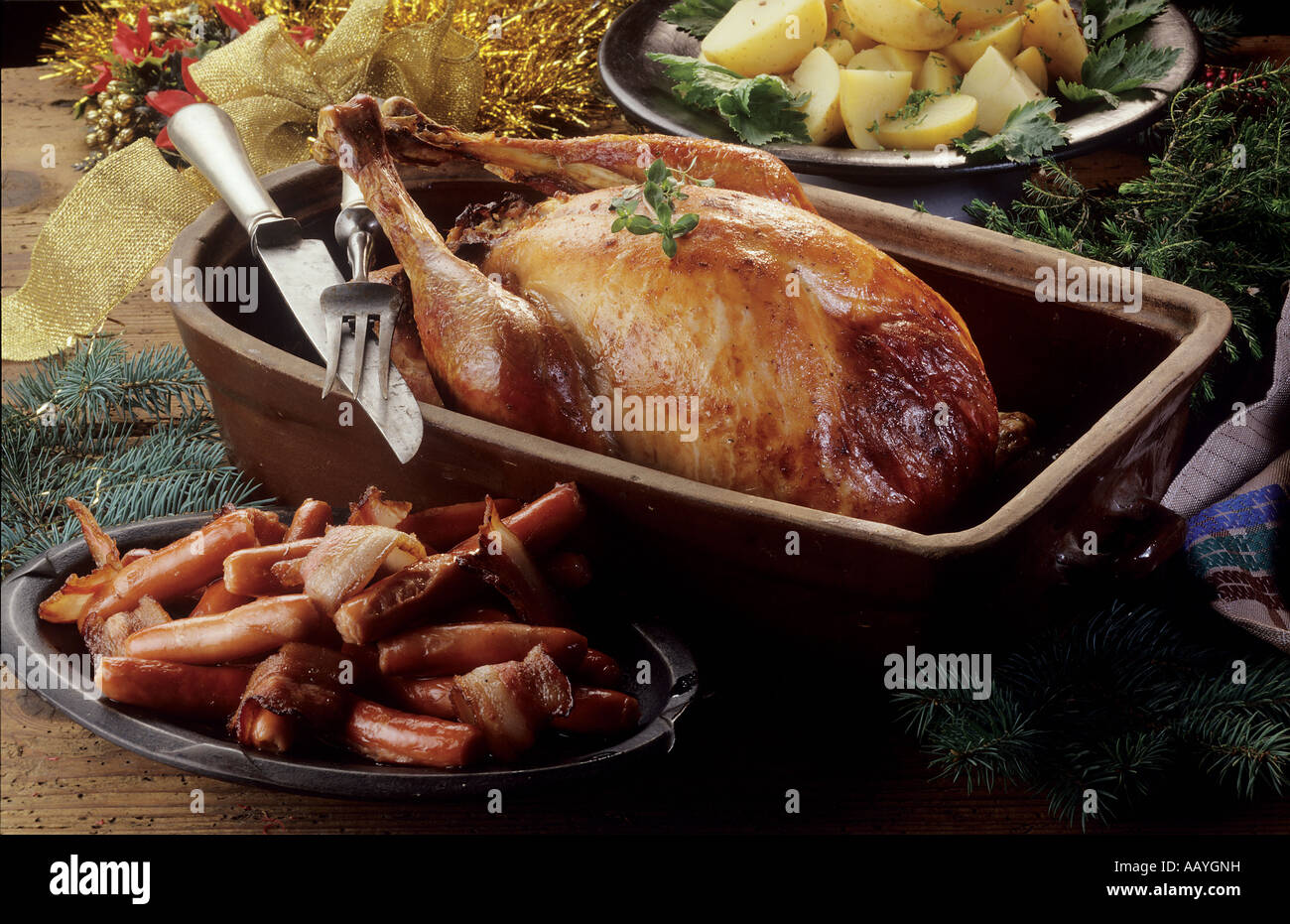 Roasted turkey with stuffing hi-res stock photography and images - Alamy