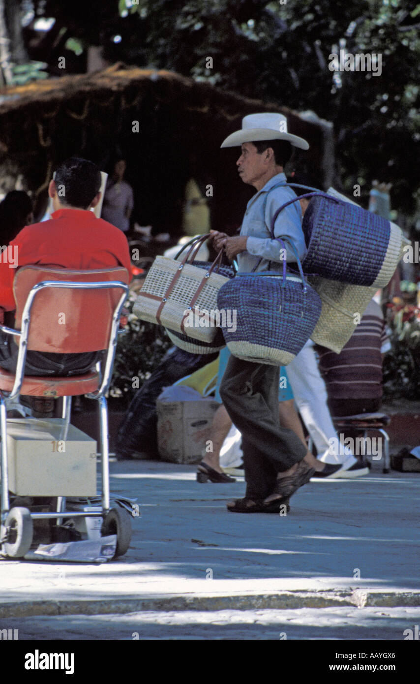 Man selling bags, Mexico. Stock Photo