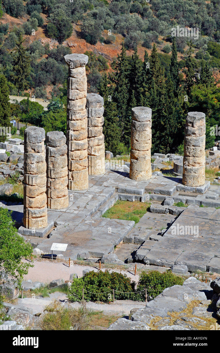 The temple of Apollo at Delphi Greece Stock Photo