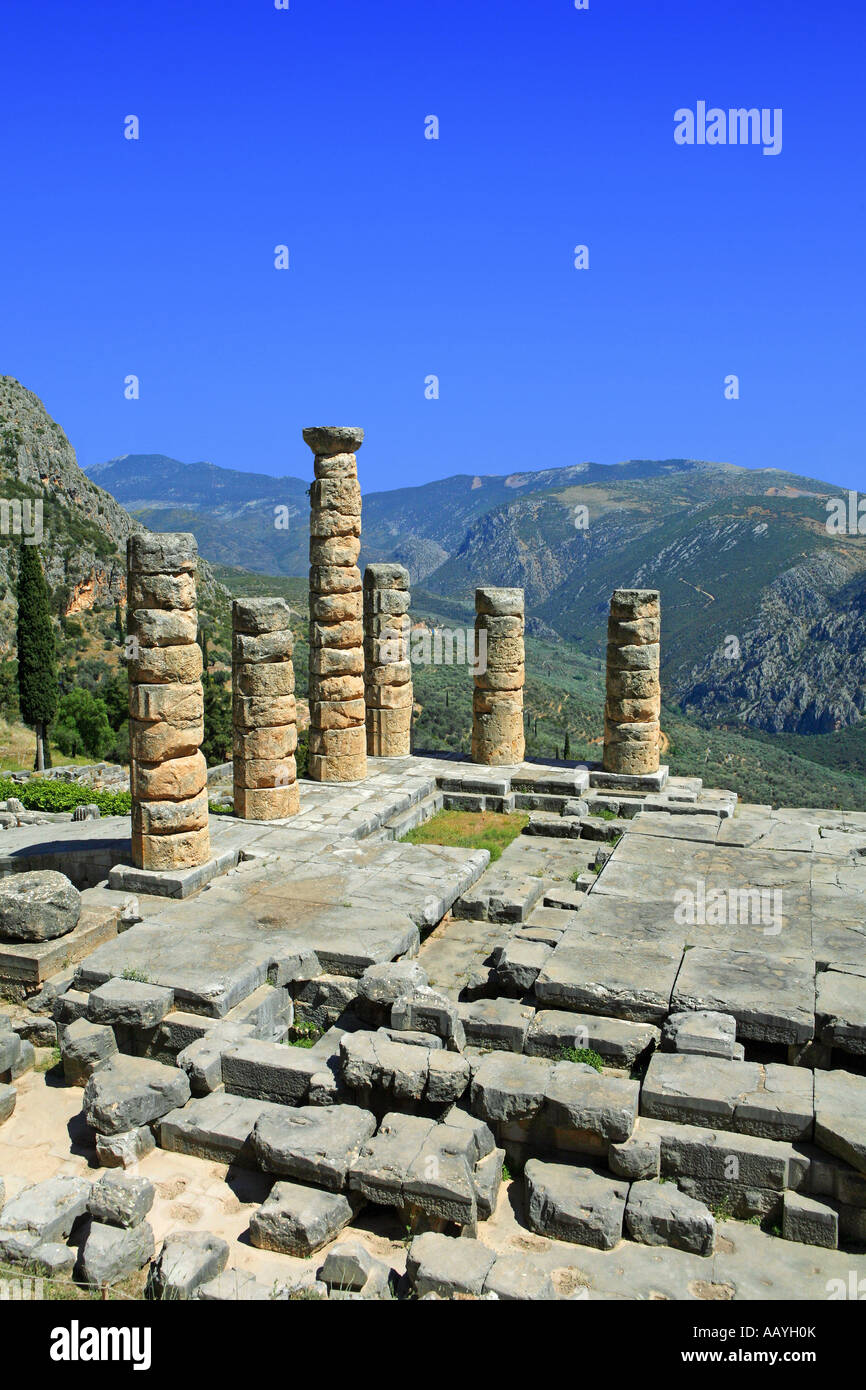 Apollo temple at Delphi Greece Stock Photo