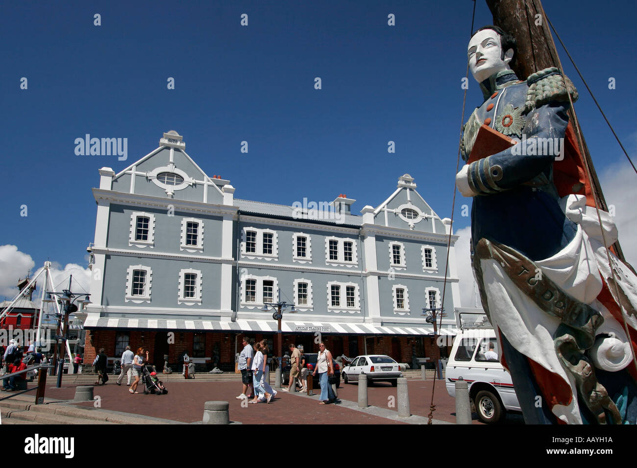 south africa cape town Victoria Albert waterfront historical habour office building captains figurhead Stock Photo