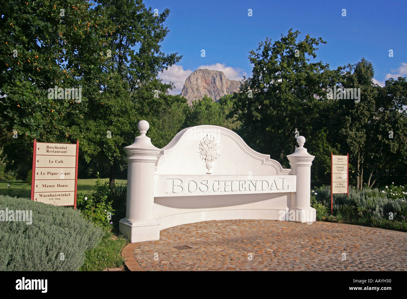 south africa Boschendahl winery founded by hugenots entrance gate Stock Photo