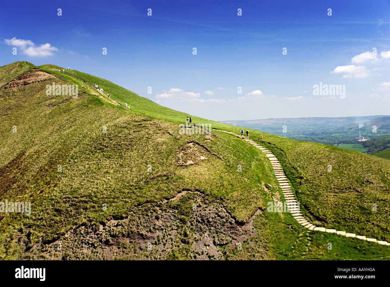 People Walking Climbing Up Down A Mountain To The High Summit Of Mam