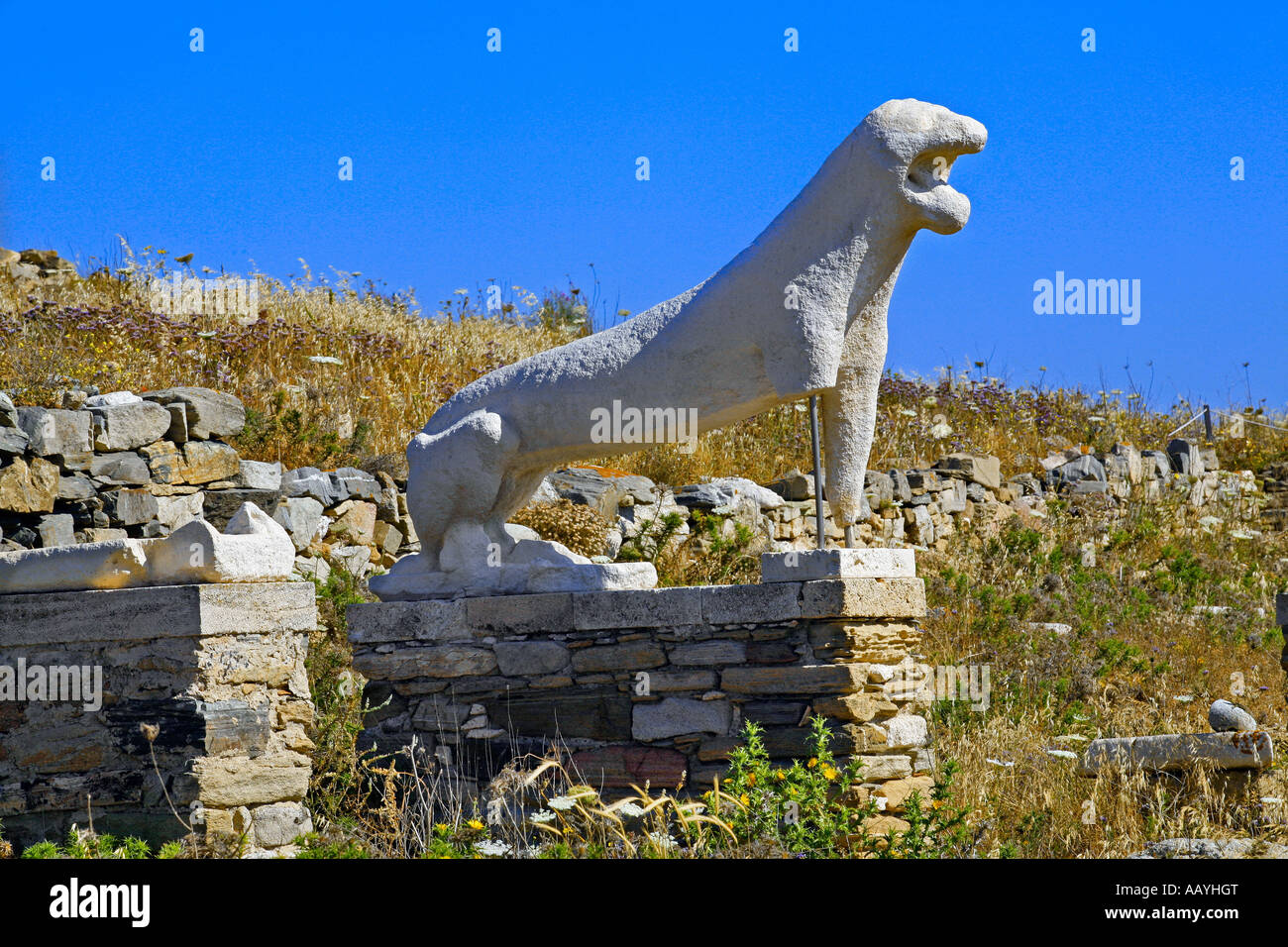 The lion of Delos Cyclades islands Stock Photo - Alamy