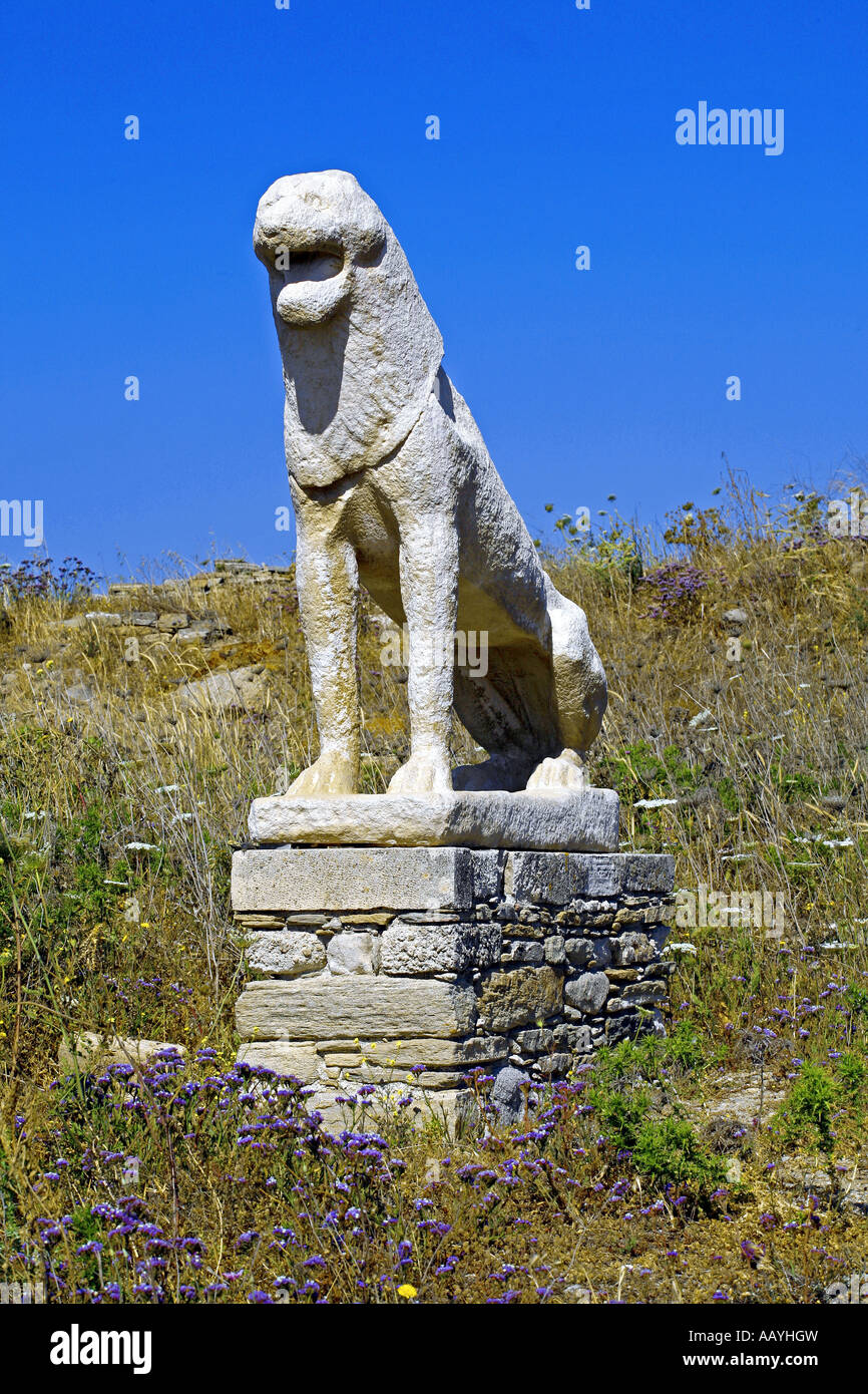 The lion of Delos Cyclades islands Stock Photo - Alamy