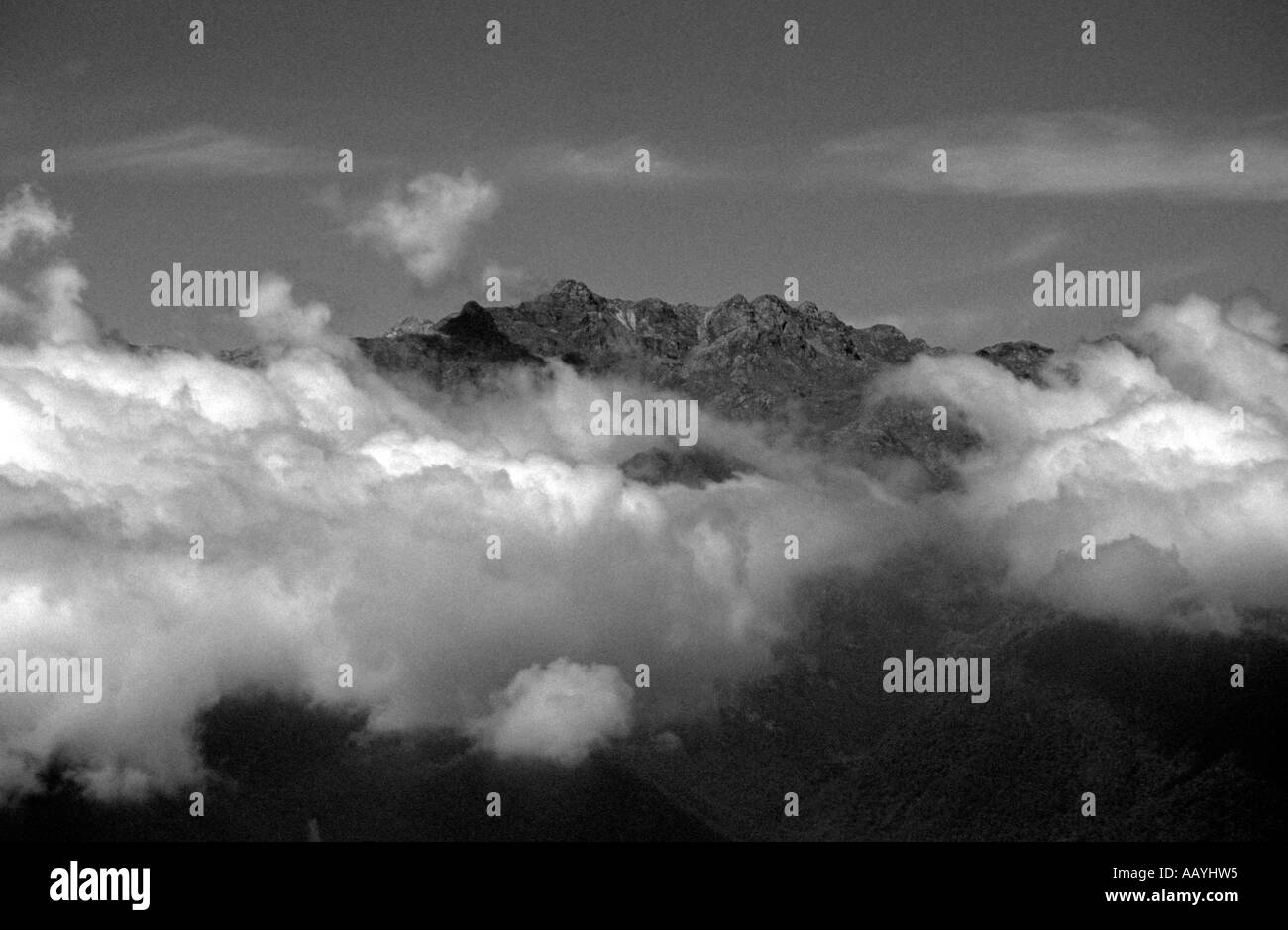 Above clouds mountains blue sky Black and White Stock Photos & Images ...