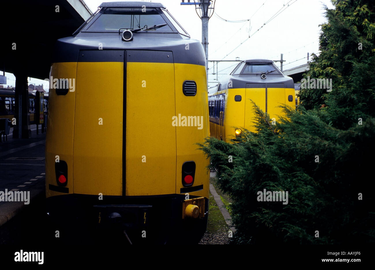 Passenger trains, Maastricht railway station, Holland. Stock Photo