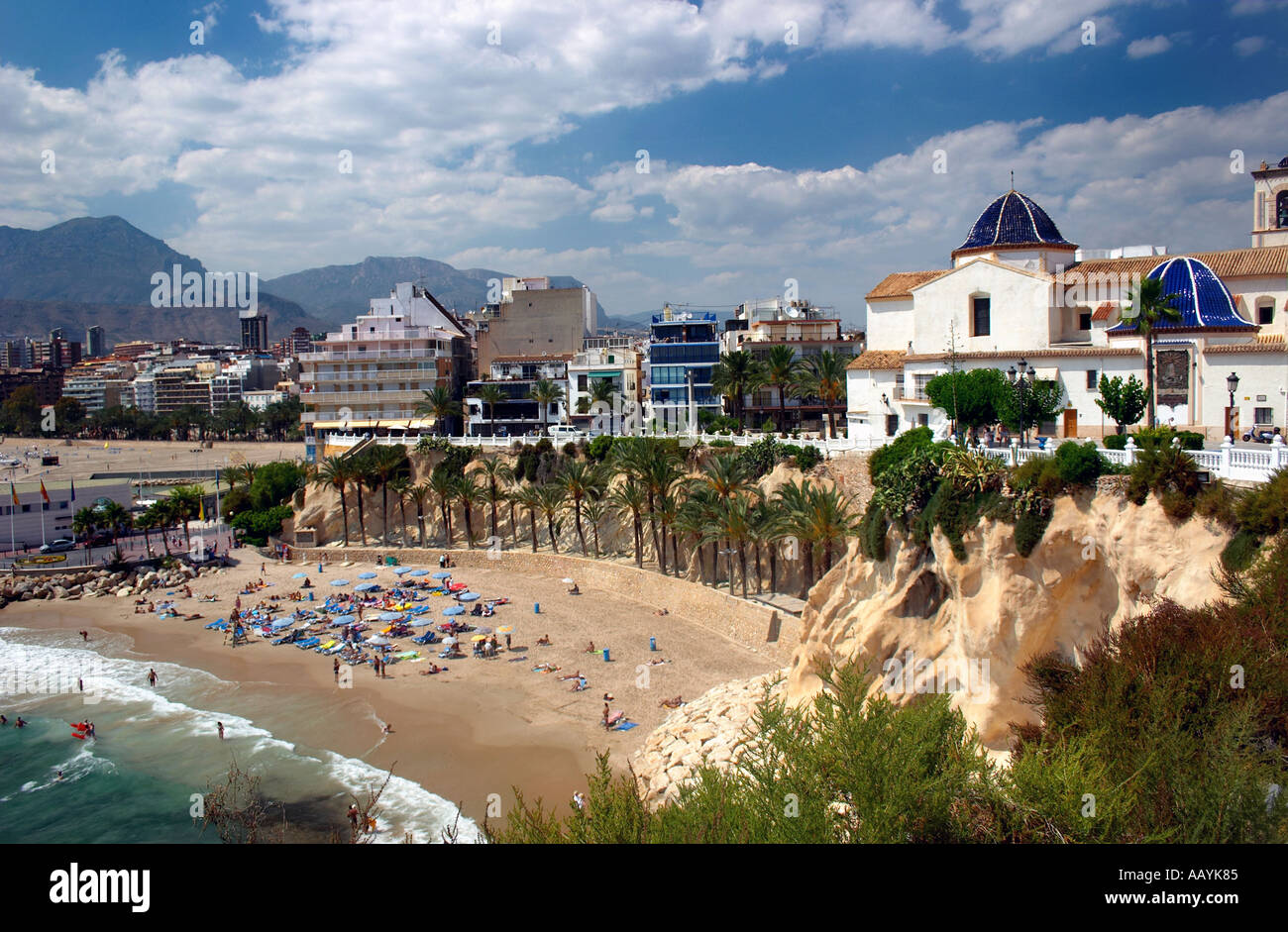 Benidorm Beach Old Town Mediterranean Sea Alicante Province Spain Espana EU Europe Stock Photo