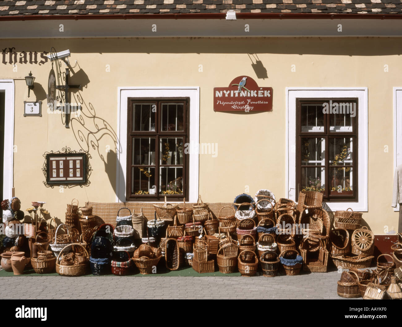 Mosonmagyarovar, Transdanubia, Hungary. Traditional woven baskets for