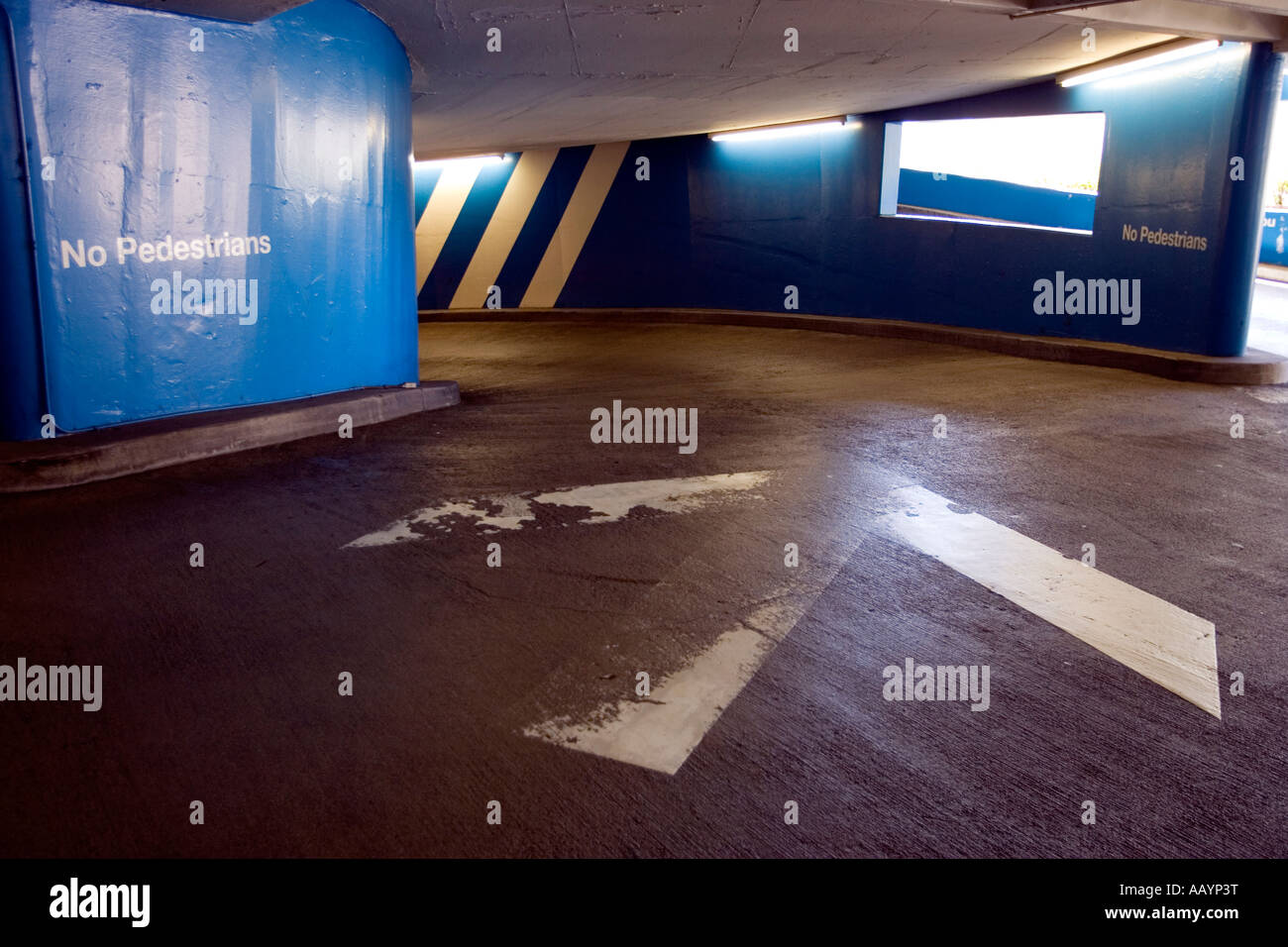 Exit ramp at a parking garage Stock Photo