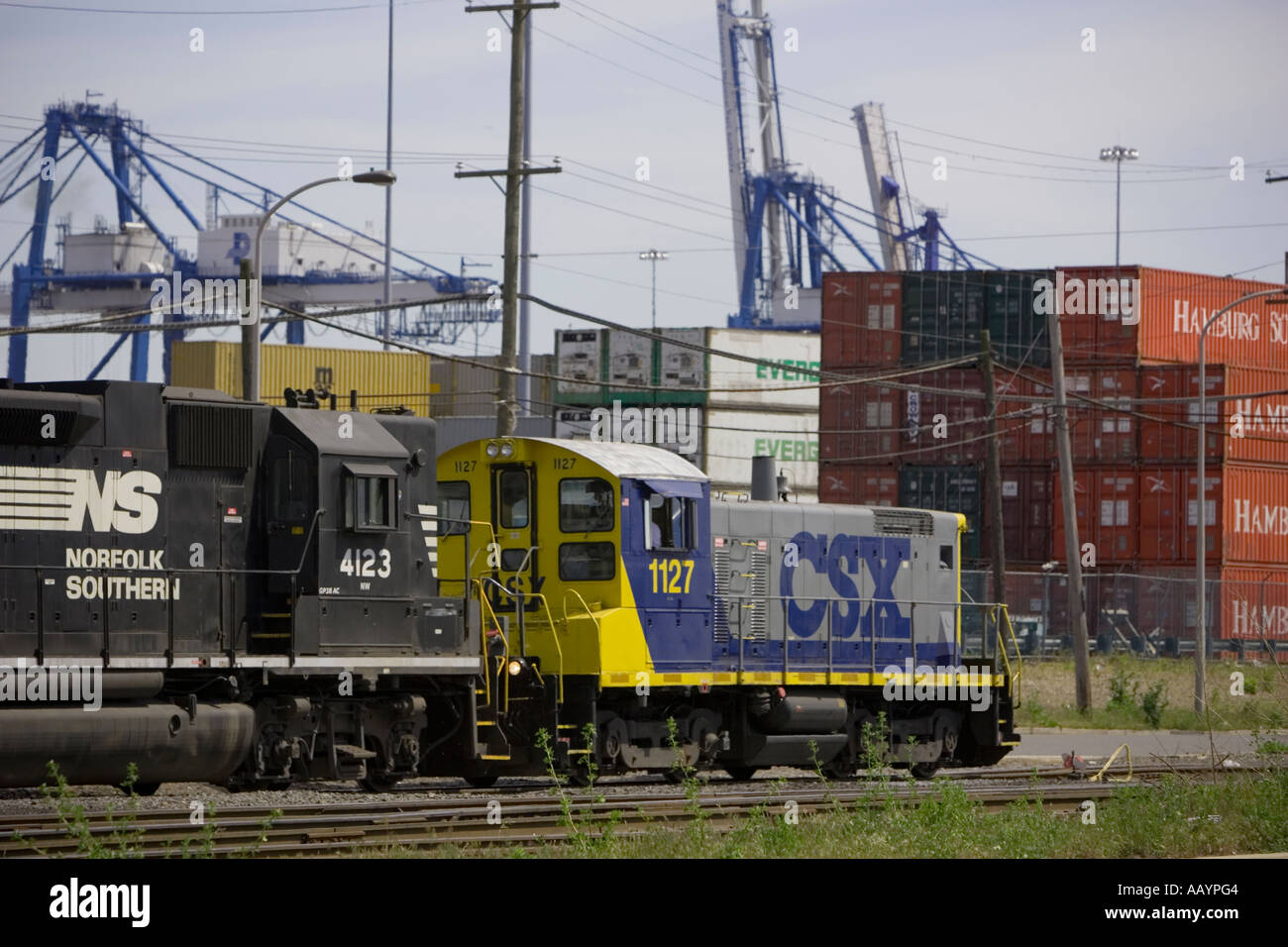 Locomotive in a train yard Stock Photo - Alamy