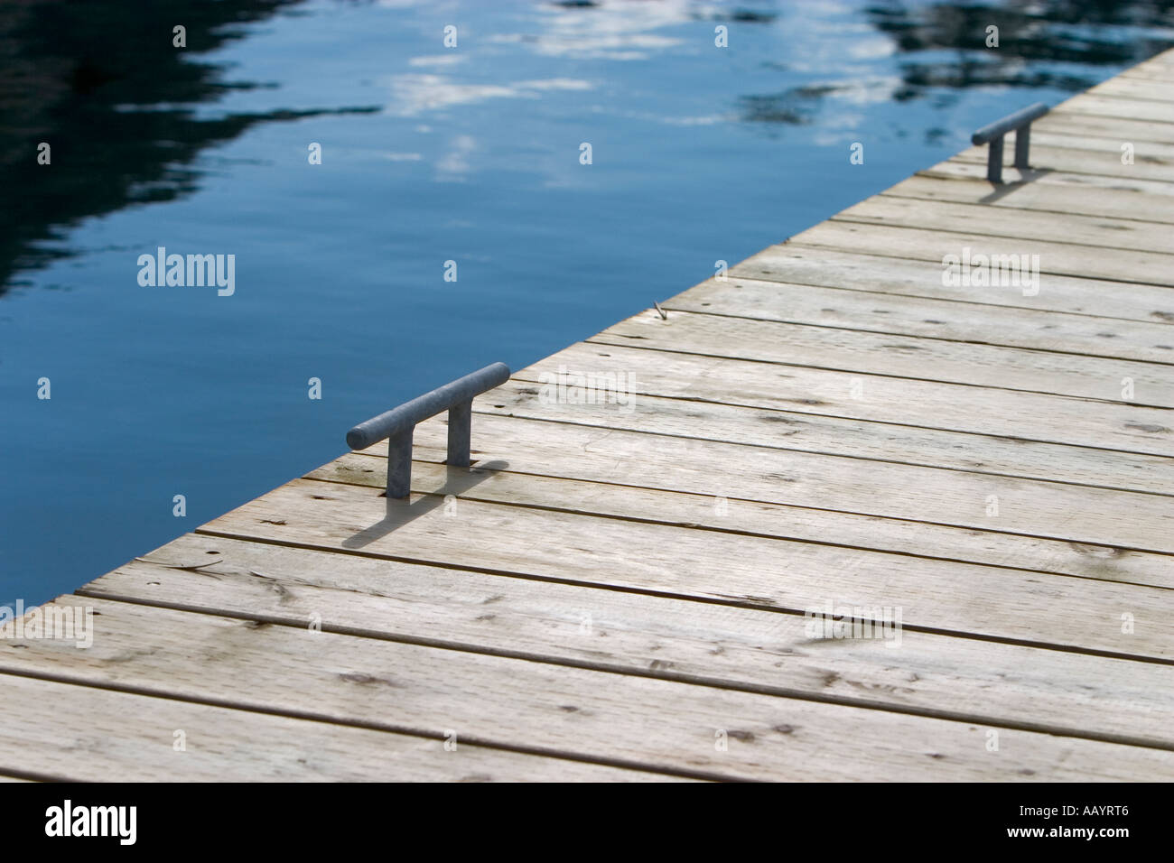 Tie Downs Wooden Dock Stock Photo Alamy