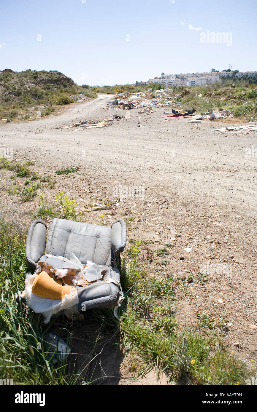 Old car seat dumped in the Spanish countryside Stock Photo Alamy