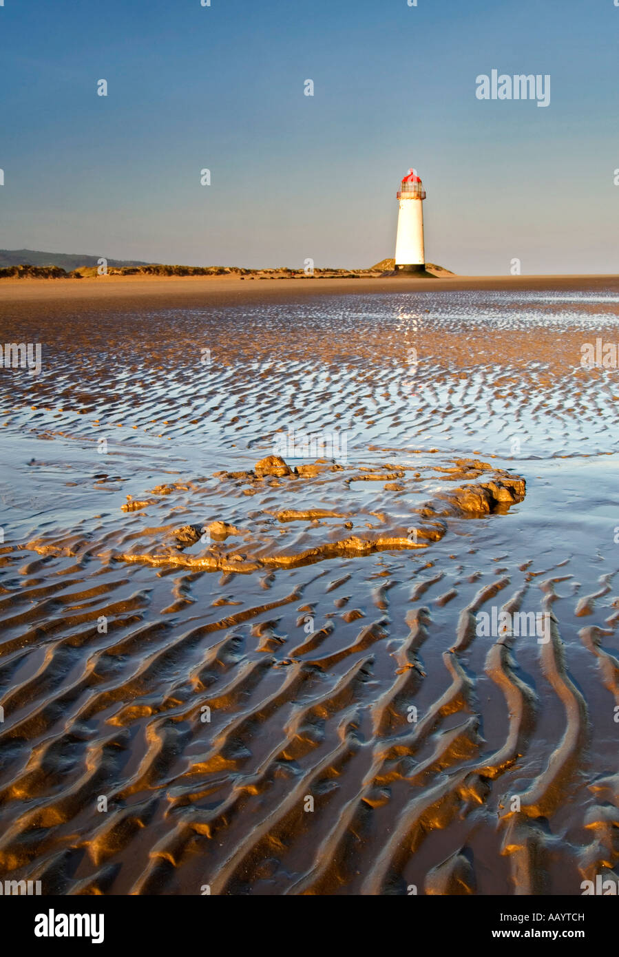 Talacre Lighthouse, Point of Ayr, Flintshire, North Wales, UK Stock Photo