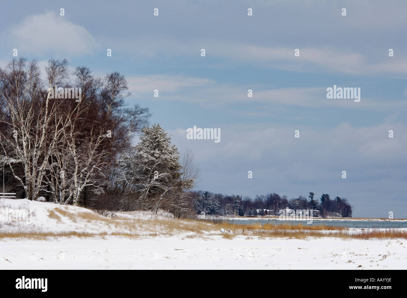 Snow On The Beach At Sturgeon Bay On Lake Michigan Door County