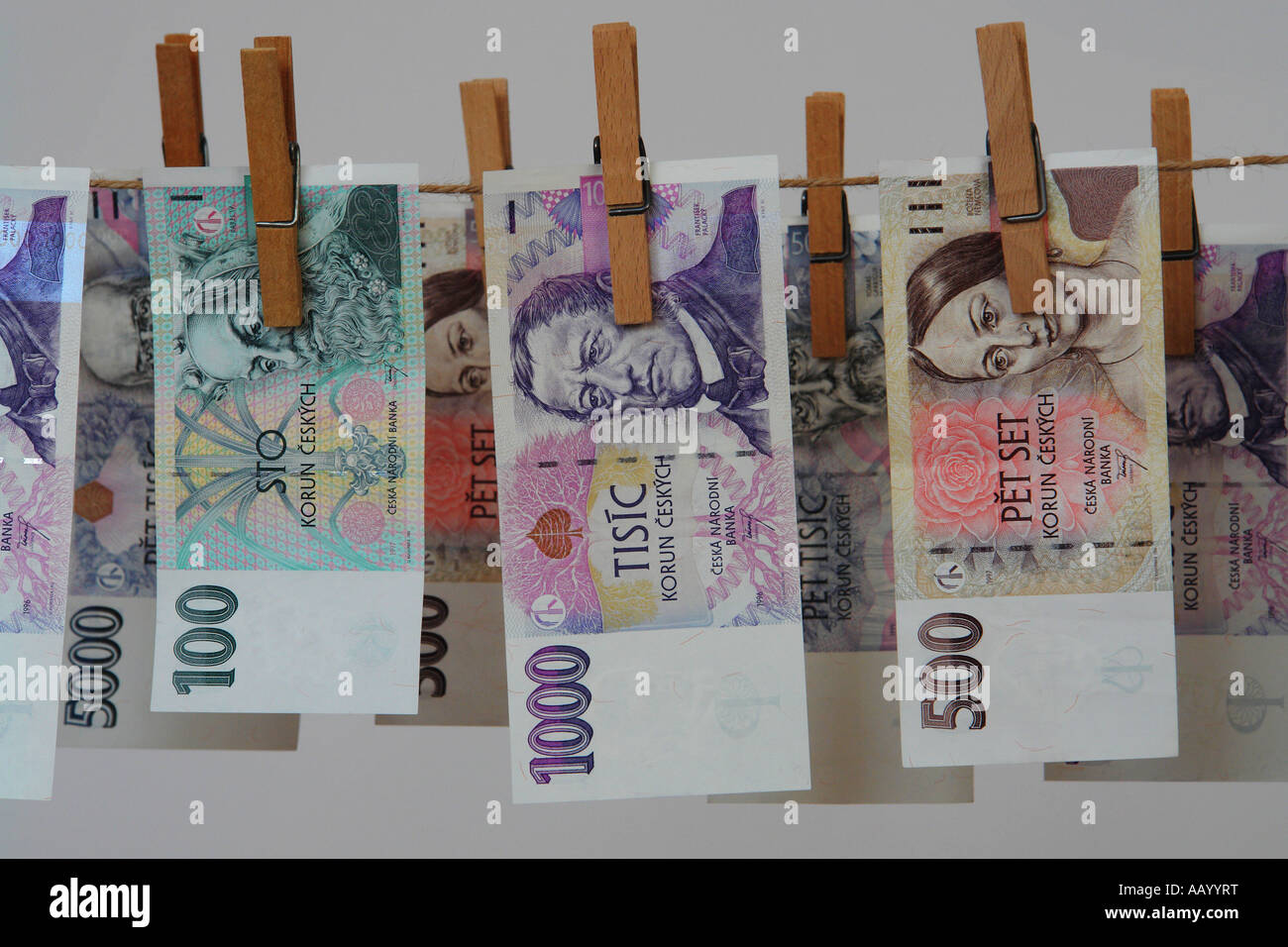 Money Pegged on the Clothesline Stock Photo Alamy