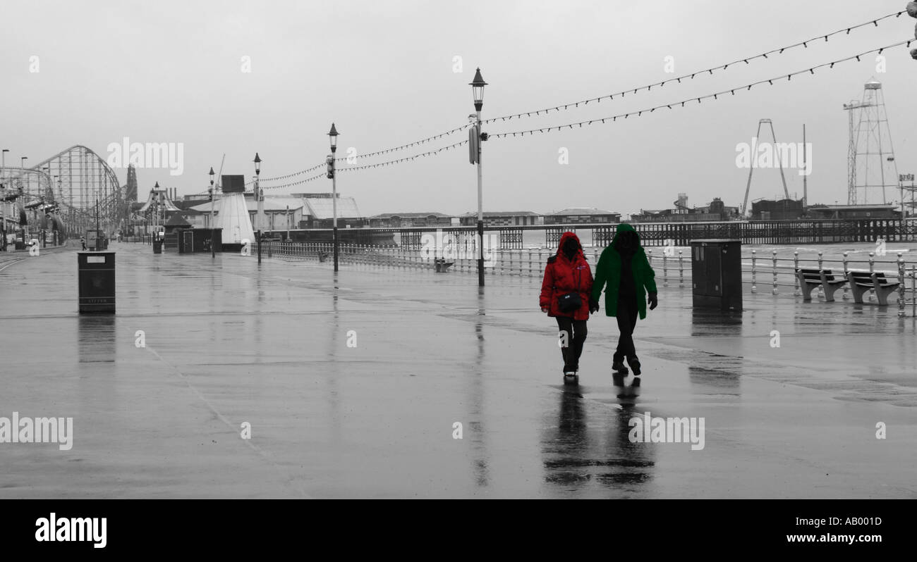 Blackpool Promenade in the Rain Stock Photo - Alamy