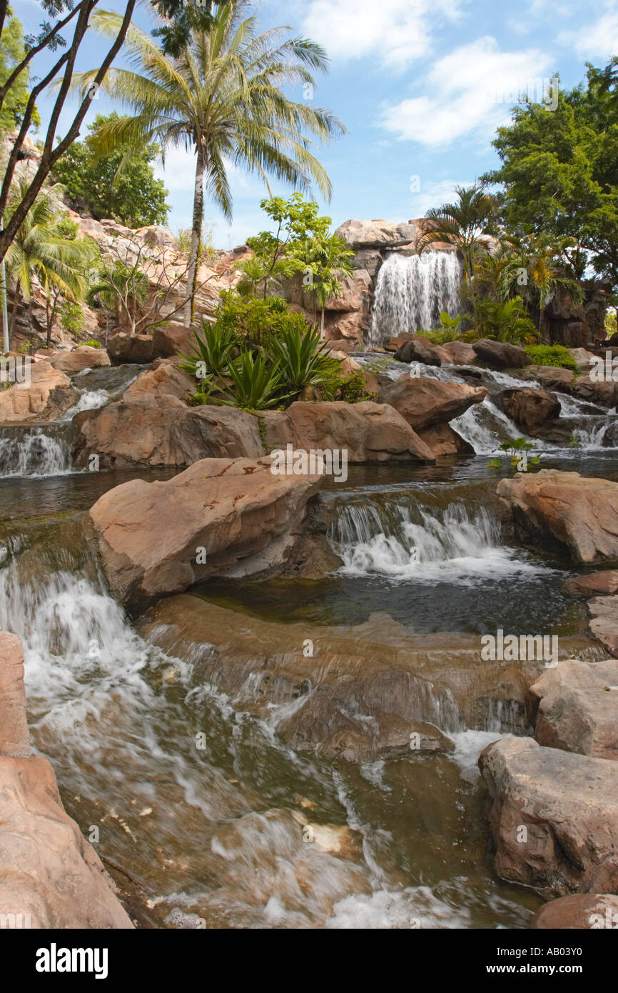 Three-tier manmade Langkawi Waterfall. Langkawi island, Malaysia. Stock Photo