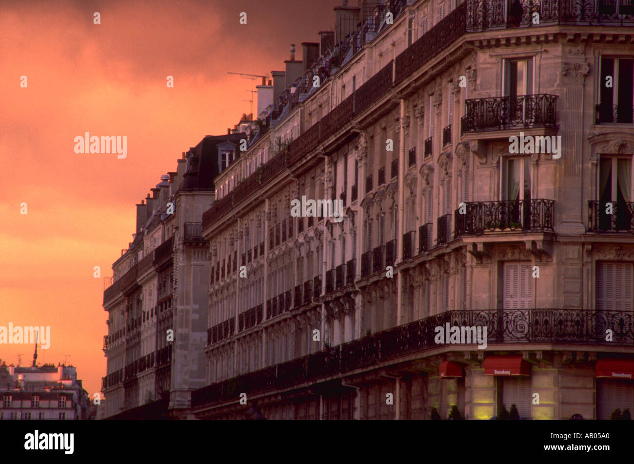 View of a large apartment building North of Notre Dame with intricate