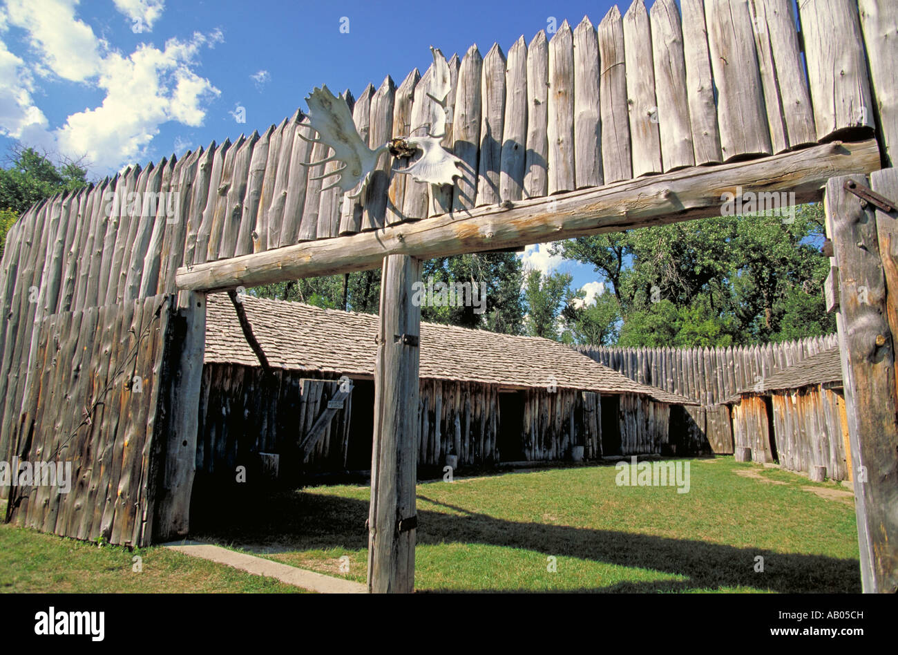 Elk256 1880 North Dakota Washburn Fort Mandan reconstruction Stock