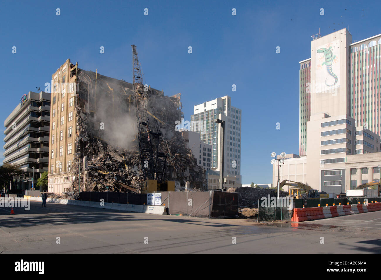 Demolition of Highrise Office Building in Downtown Tampa, FL Stock Photo