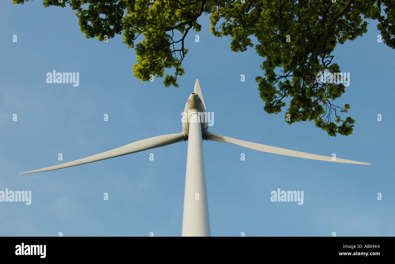 Wind turbine against a blue sky Stock Photo - Alamy