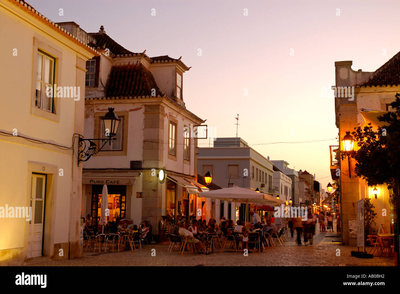 Europe, Portugal, Algarve, Vila Real do Santo Antonio, Cafe Stock Photo