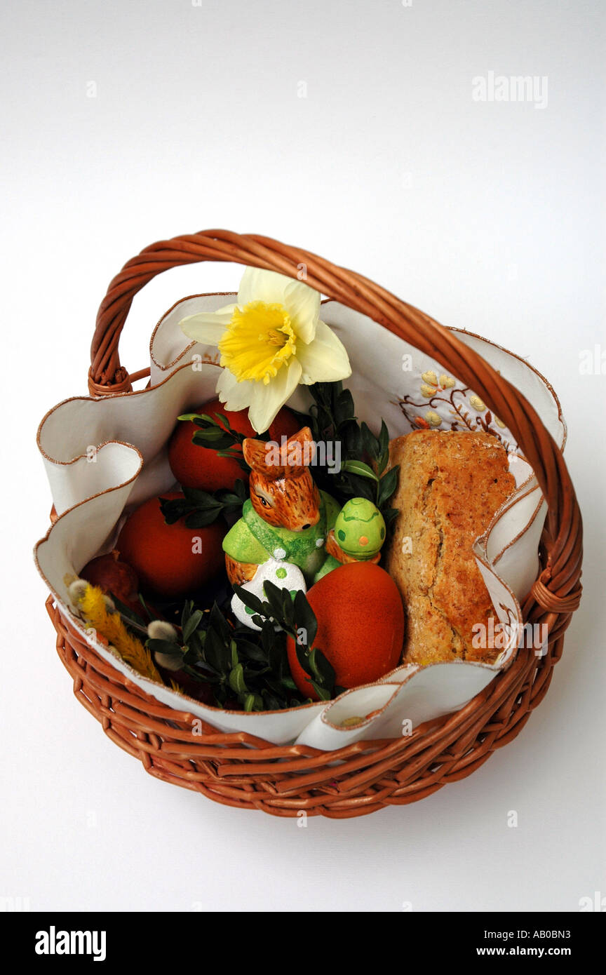 Traditional polish blessed Easter food in basket Stock Photo Alamy
