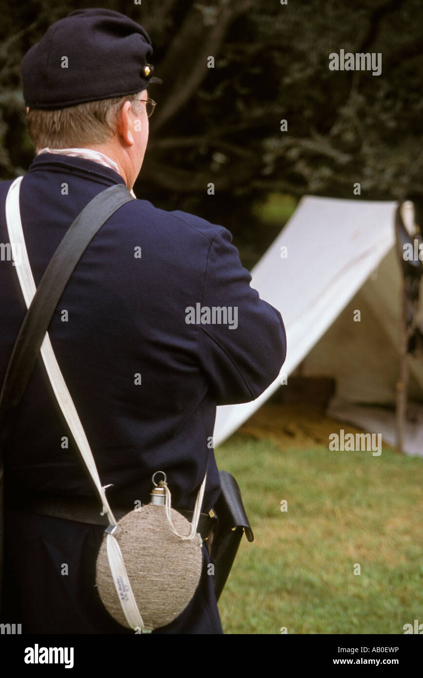 Civil war reenactor canvas tent encampment water canteen Lancaster PA