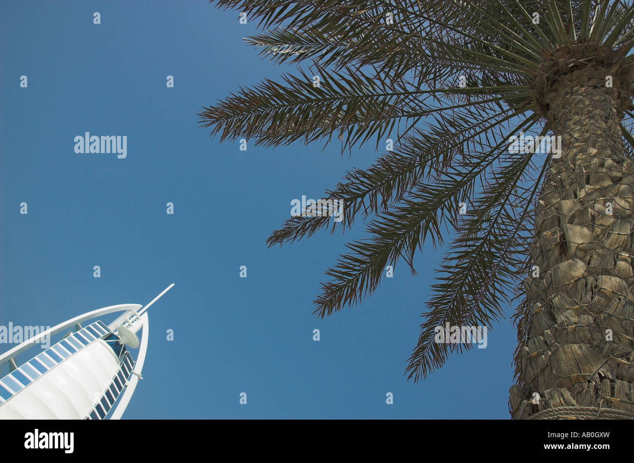 View of Burj Al Arab Hotel Dubai UAE Stock Photo