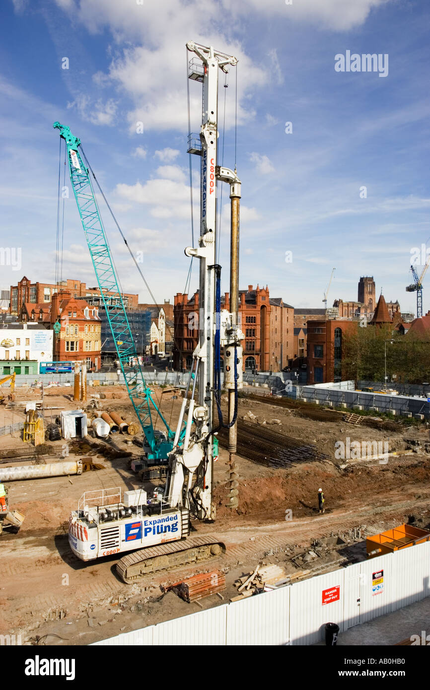 Pile driver on a construction site, UK Stock Photo