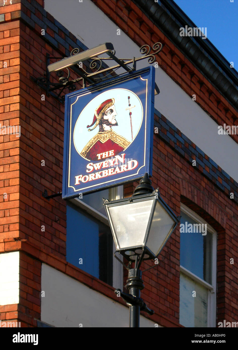 Sweyn Forkbeard sign on modern public house. Stock Photo