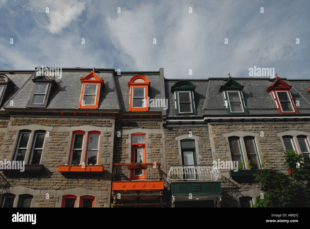 Typical houses Plateau Mont Royal area Montreal Quebec Canada Stock