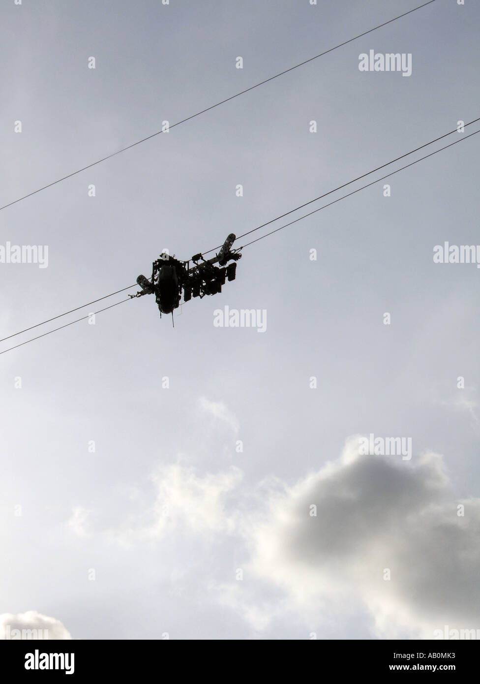sliding tv camera on wire Stock Photo Alamy