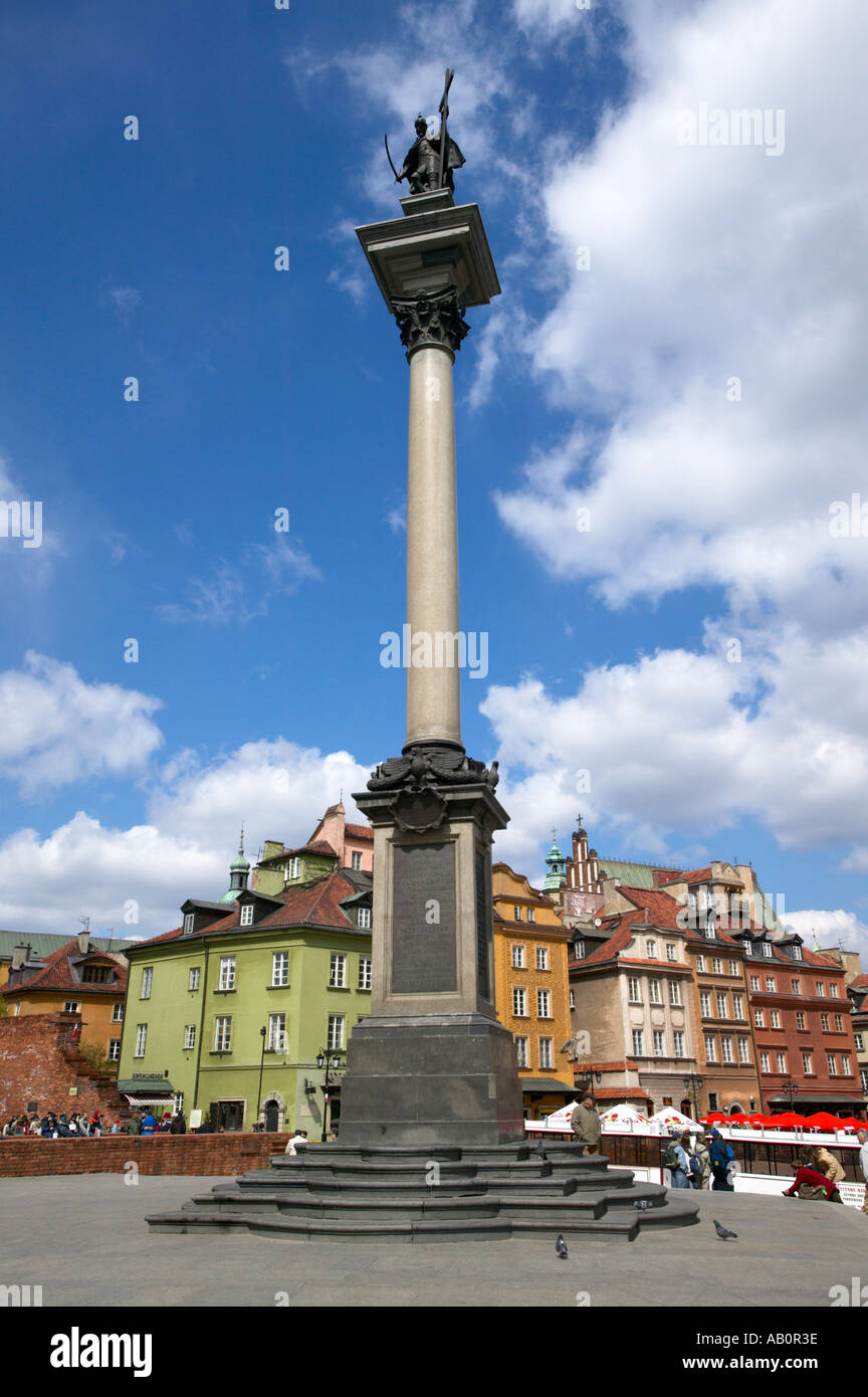 Poland Warsaw Castle Square Monument to Sigismund III Vasa Stock Photo