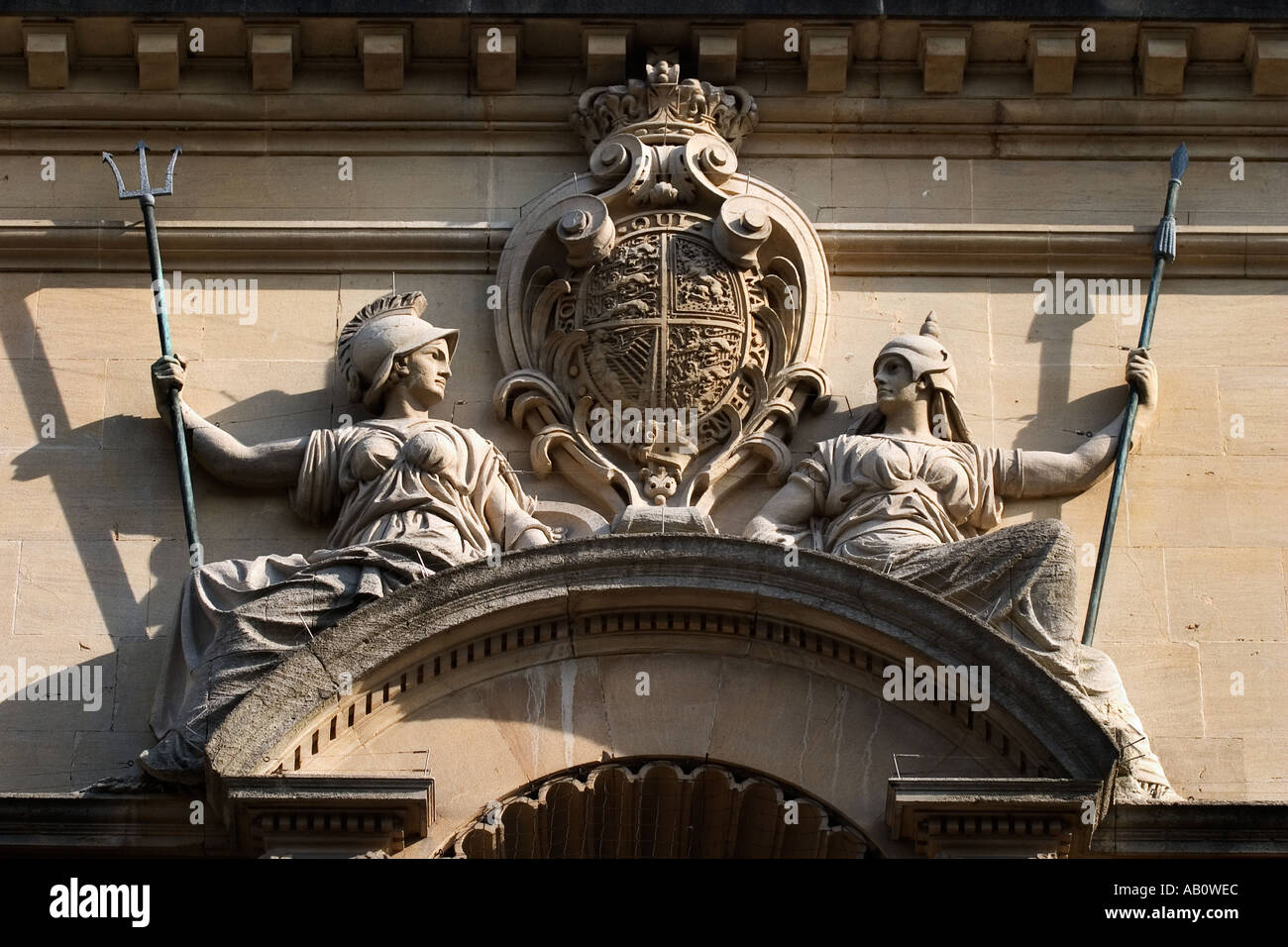 Coat of Arms and Statues at The Victoria Gallery in Bath England Stock Photo