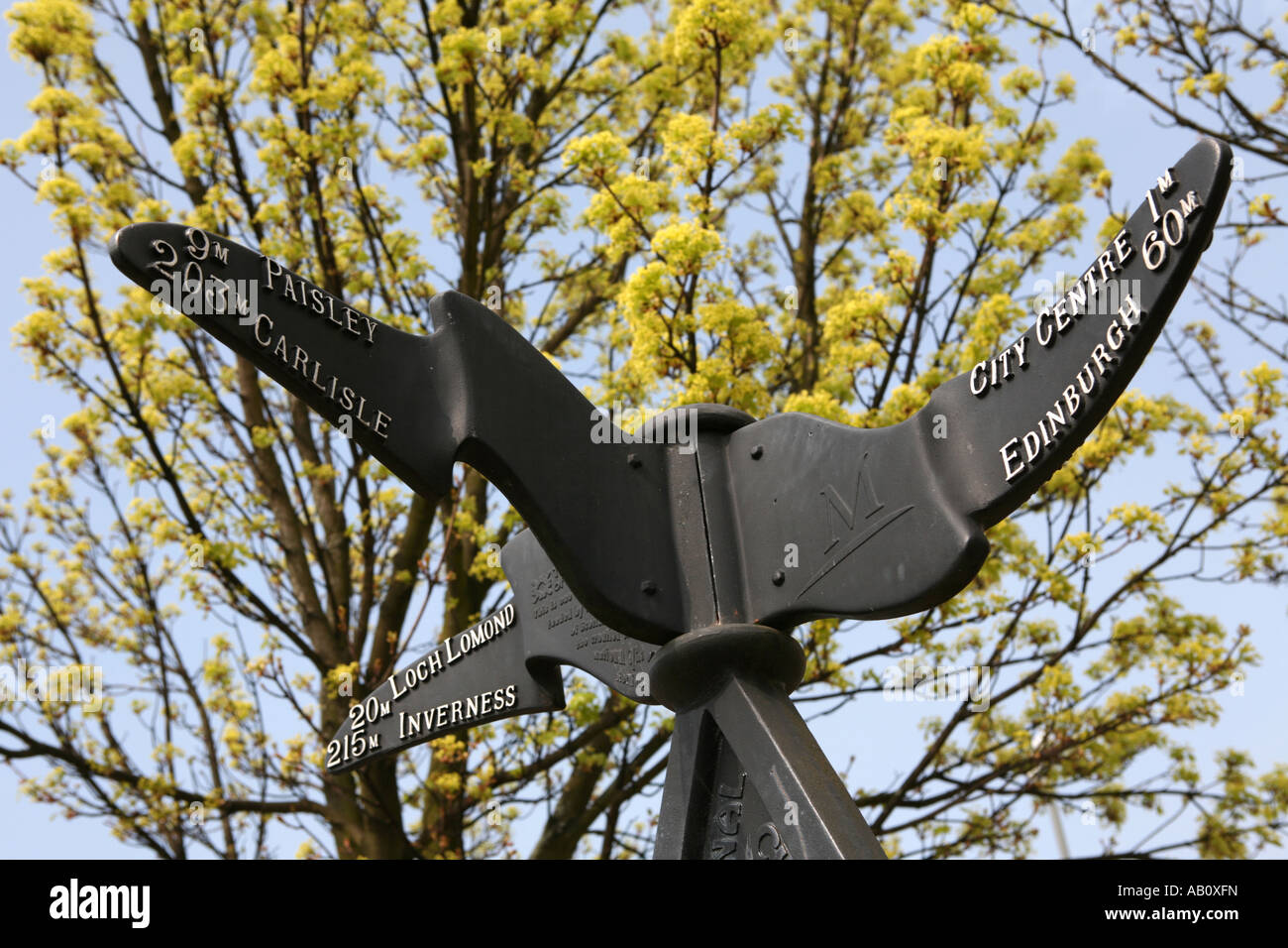 A rustic signpost to Inverness, Carlisle, Edinburgh and Loch Lomond