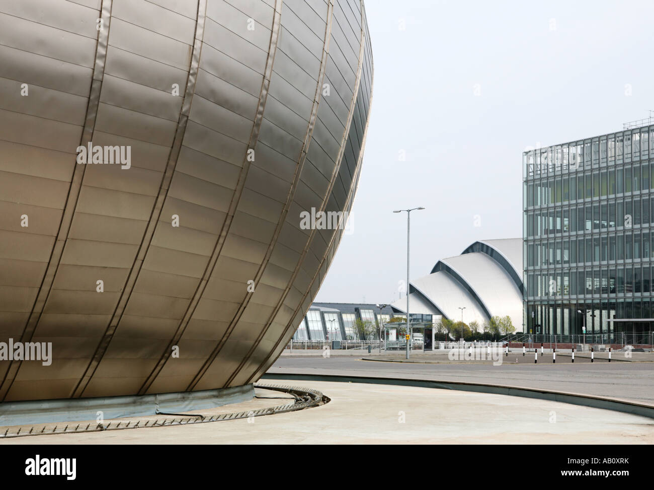Artistically composed image of the Glasgow Science Centre SECC and BBC building Stock Photo