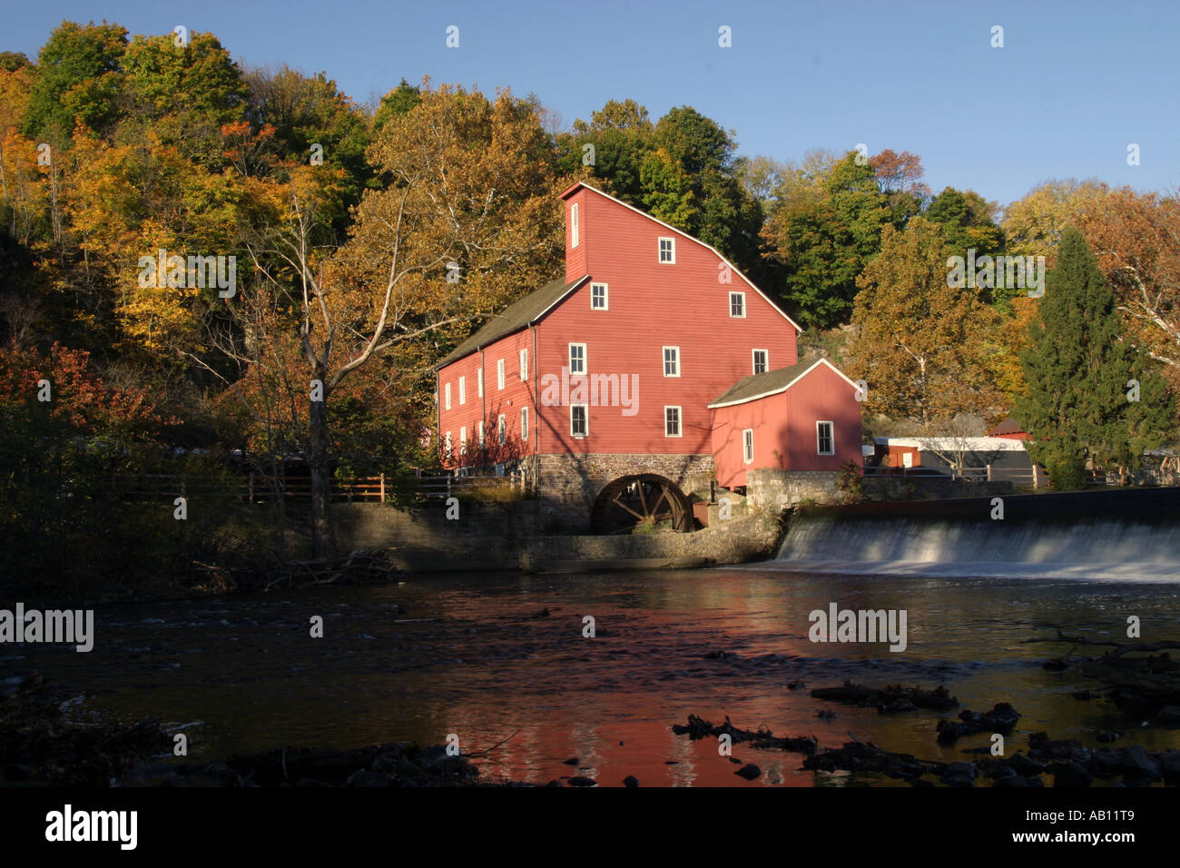 Clinton's landmark Red Mill, located in Hunterdon County, New Jersey, U.S.A. United States of America Stock Photo