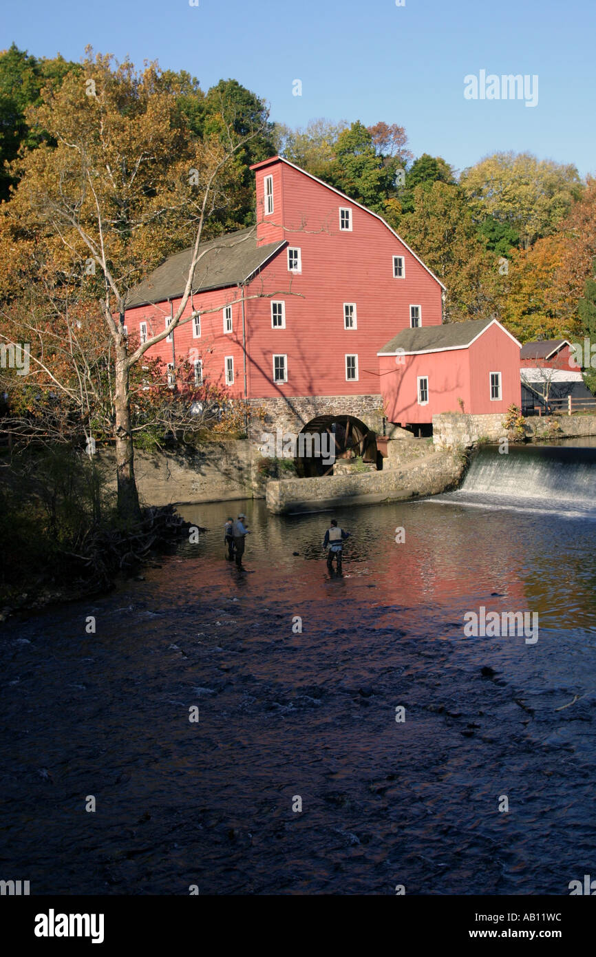 Clinton's landmark Red Mill, located in Hunterdon County, New Jersey, U.S.A. Stock Photo