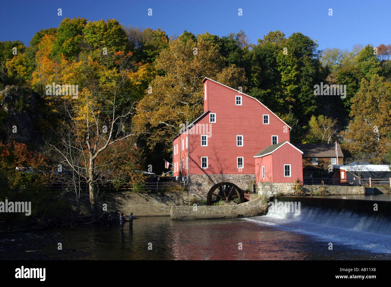 Clinton's landmark Red Mill, located in Hunterdon County, New Jersey, U.S.A. Stock Photo