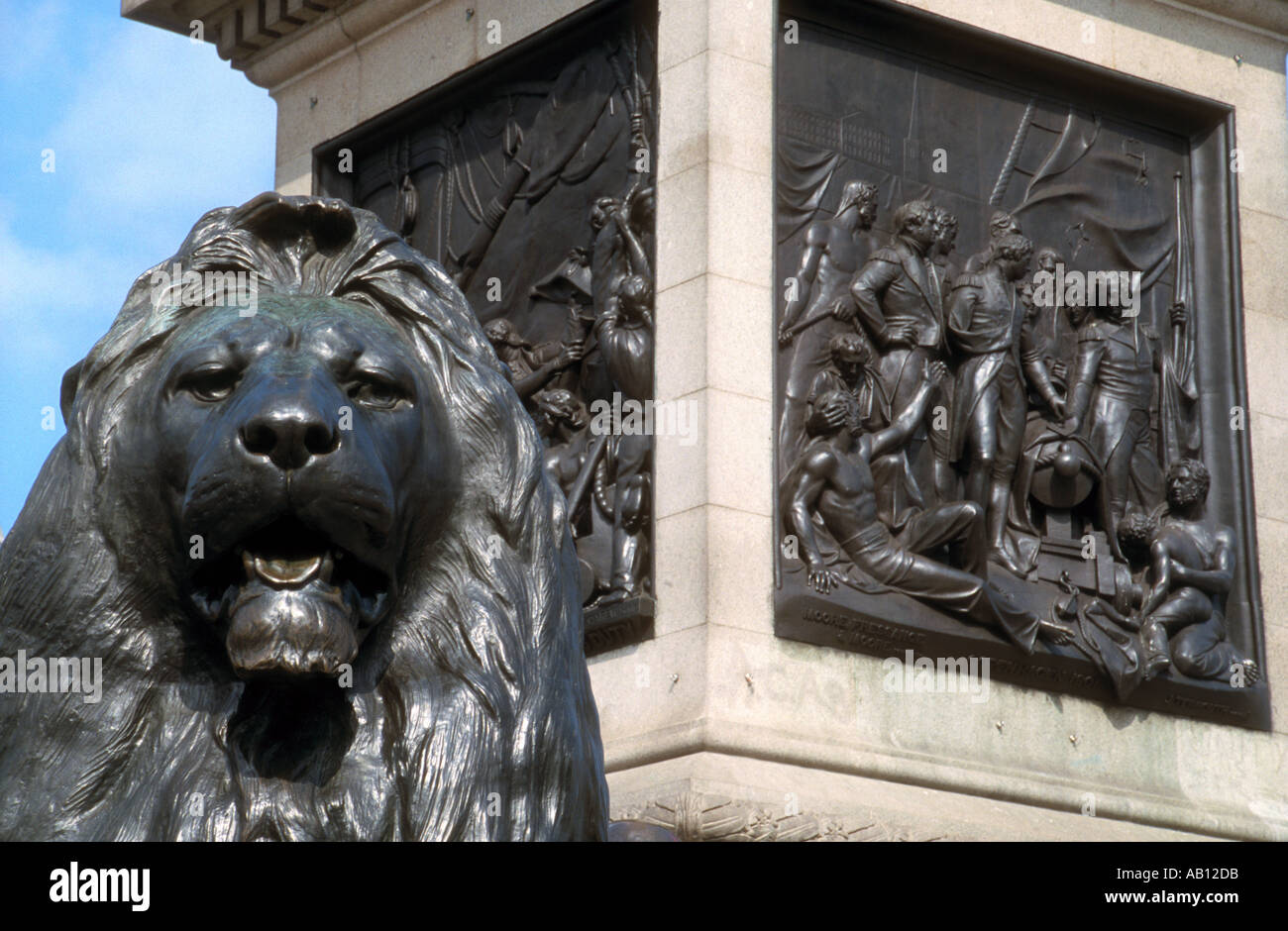 Landseer Lion at Trafalgar Square London 1 Stock Photo