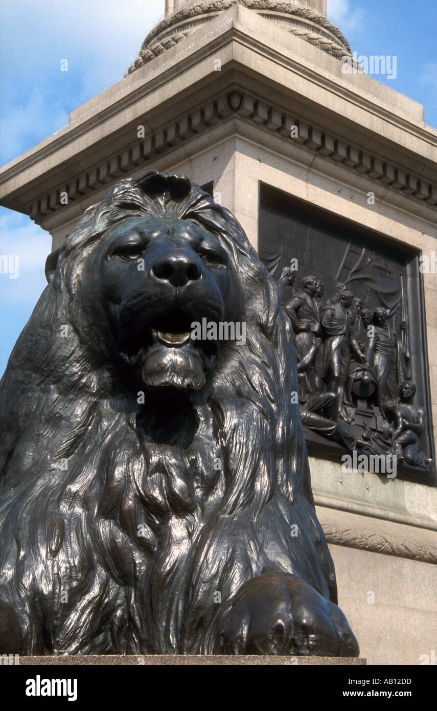 Landseer Lion at Trafalgar Square London 2 Stock Photo