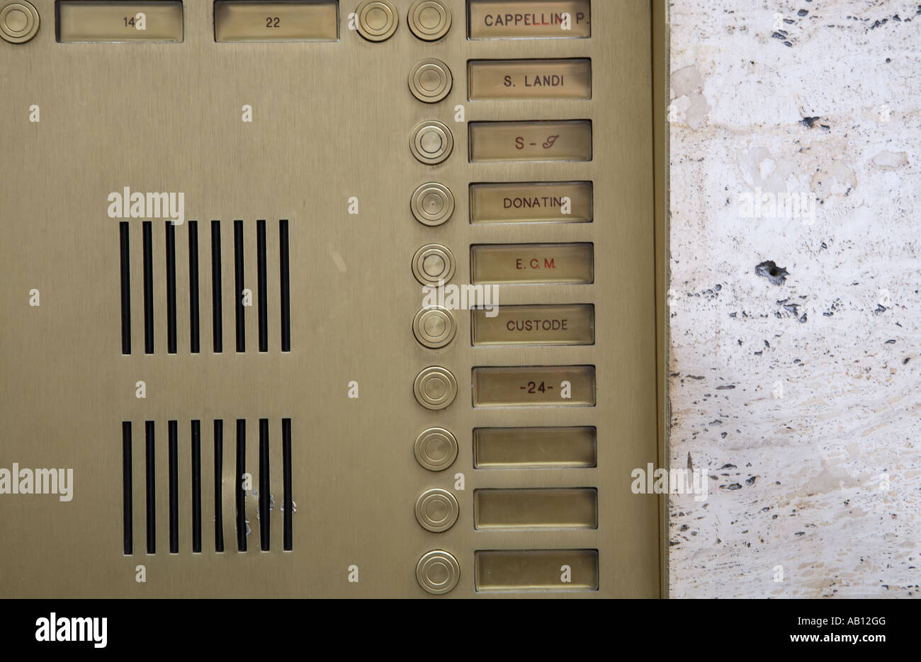 Door Buzzer doorbell in a complex, isolated Stock Photo Alamy