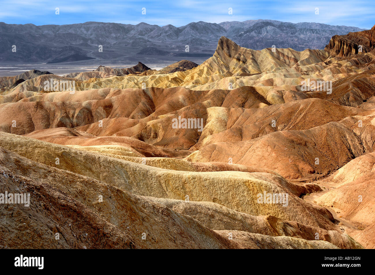 General view of Zabriskie Point, Death Valley National Park, California USA Stock Photo