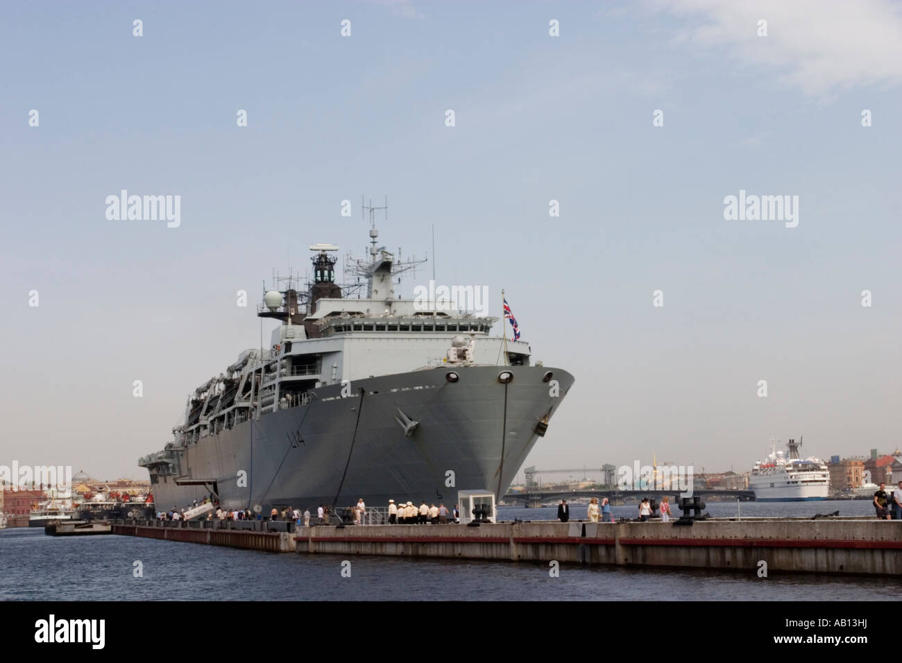 British naval ship Albion arrives in St . Petersburg Stock Photo
