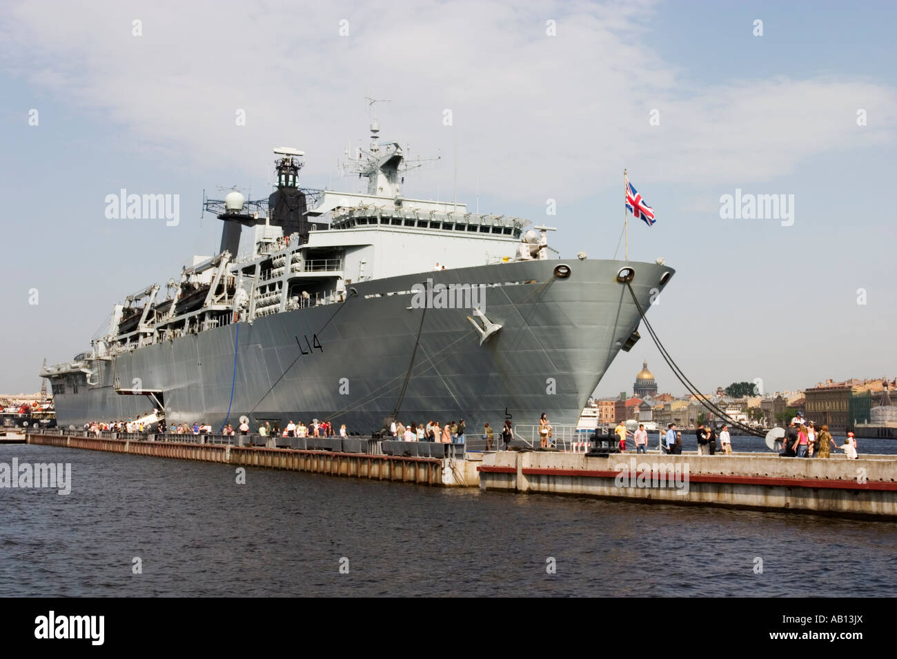 British naval ship Albion arrives in St . Petersburg Stock Photo