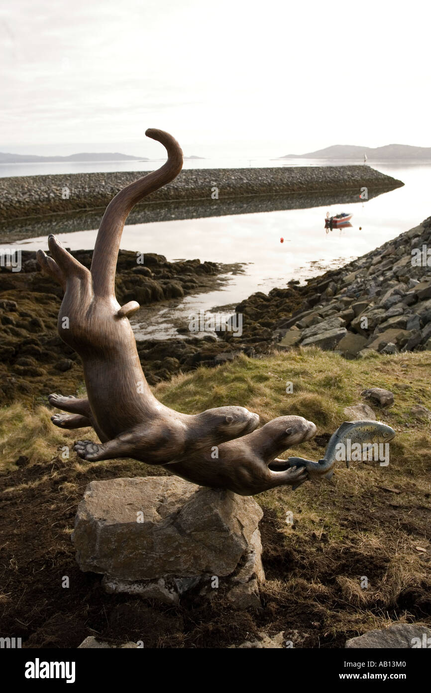 UK Scotland Western Isles Outer Hebrides Barra otter sculpture by Iain