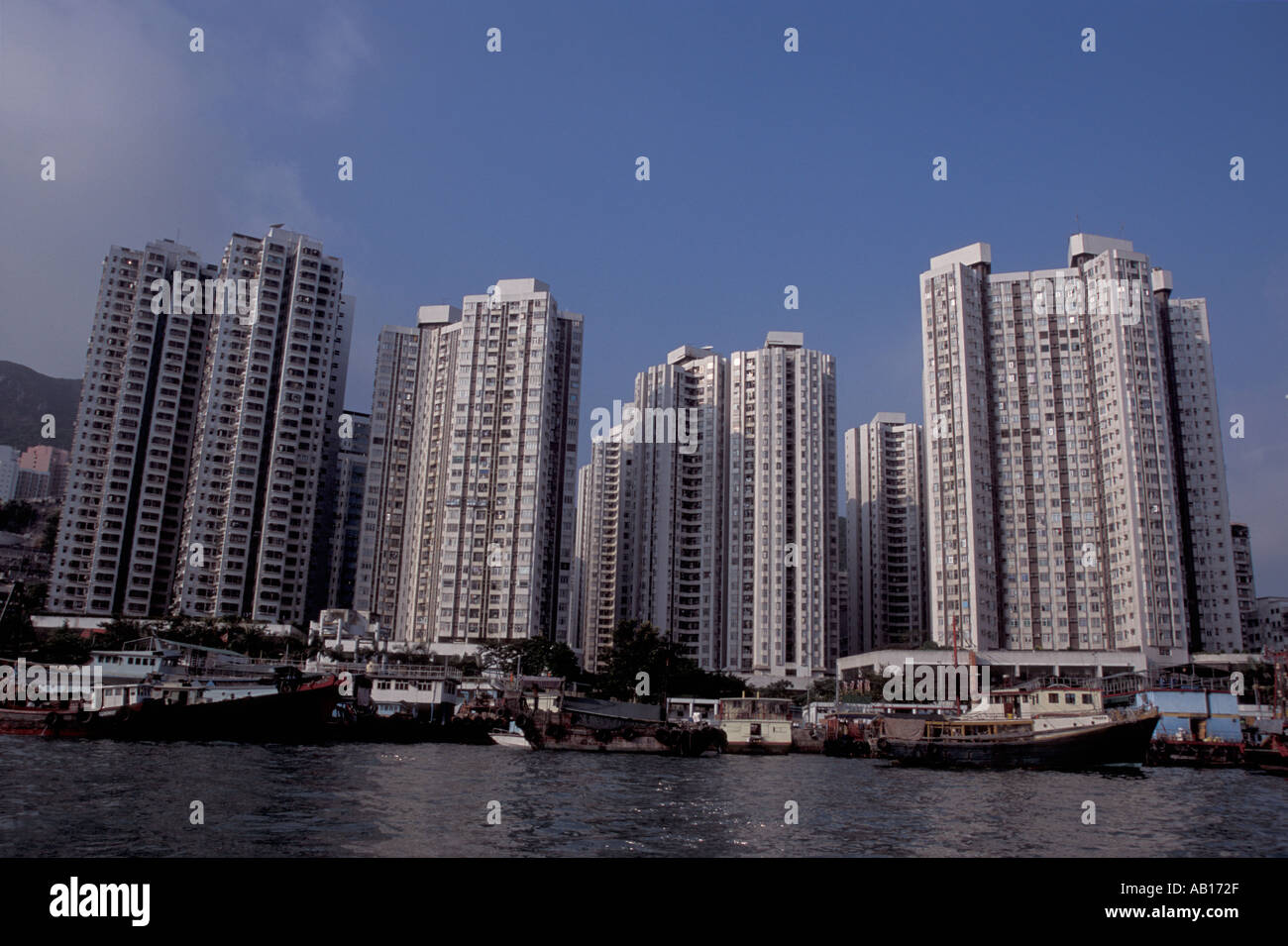 Hong Kong Harbour highrise apartments Stock Photo - Alamy